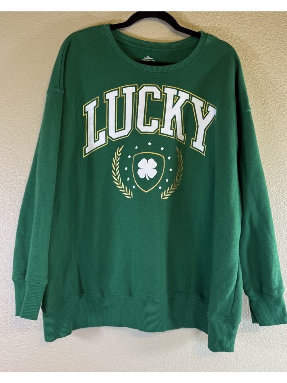 Women's Plus XXL Celebrate Together Lucky Graphic Sweatshirt Green